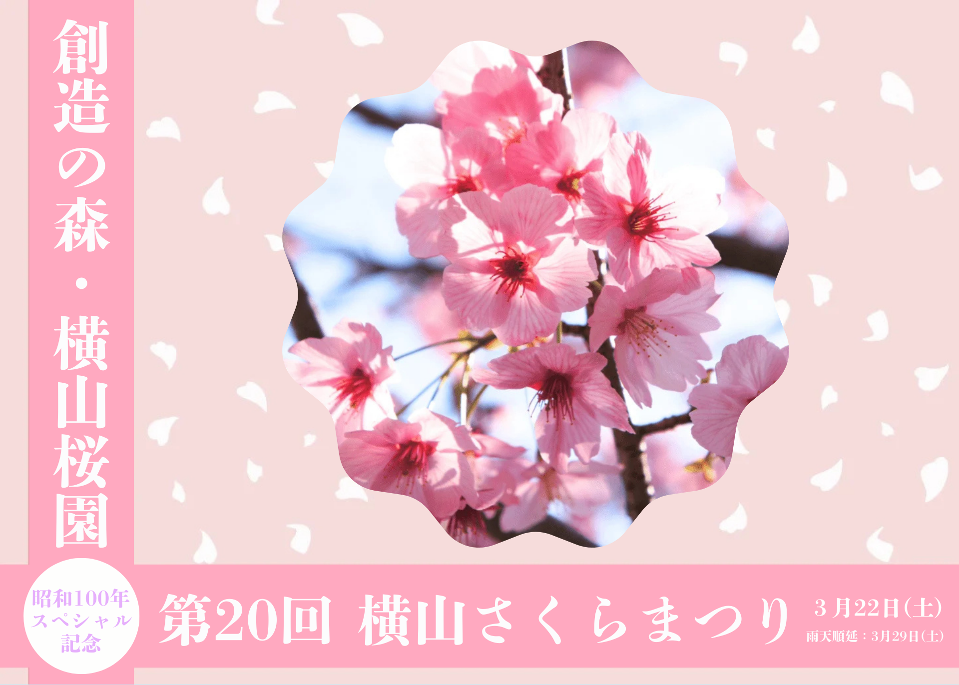 横山さくらまつり（第20回）【創造の森・横山桜園】2025年3月22日(土)開催【※雨天順延3月29日(土)】